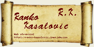 Ranko Kasalović vizit kartica